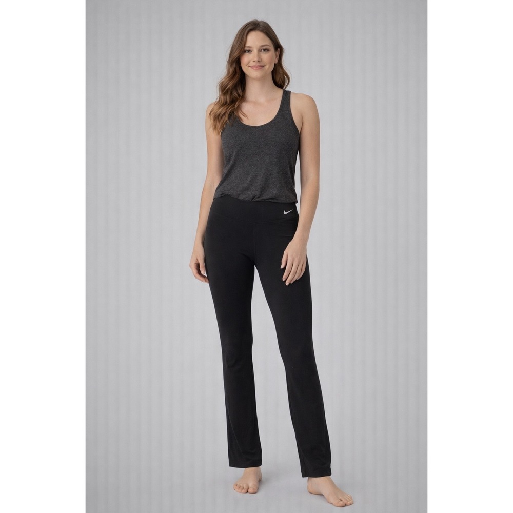 Nike Dri-FIT Leggings Womens Small Black Straight‎ Leg Swoosh Athleisure